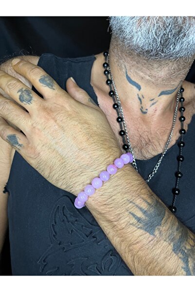Mos Tespih Pink Agate Stone Natural Stone 19 Stone Bracelet