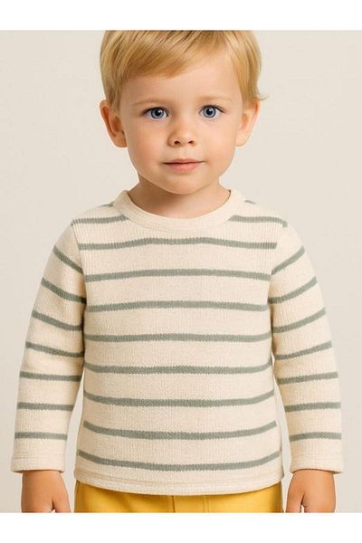 Zekids Boy's Striped Knitted Long Sleeve T-Shirt