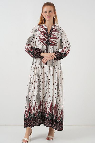 Bigdart Rochie lungă hijab cu model pentru femei 2585 - A.Roșu