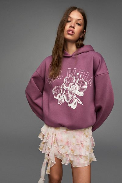 Bershka Long sleeve printed sweater