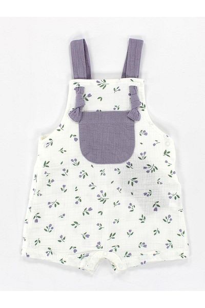 Kidaxi Kd43048 Muslin Flower Patterned Salopet 3-6/6-9/9-12/18-24Ay