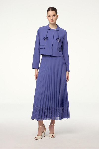 Zühre Accessories Detailed Violet Double Suit Tk-1633