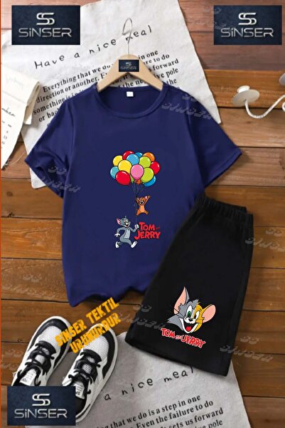 SS SİNSER Children's Unisex “Tom and Jerry with Balloon“ Custom Printed Crew ...