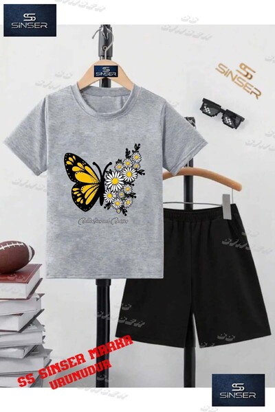 SS SİNSER Children's Unisex “Butterfly Yellow Wing Daisy“ Custom Printed Crew...