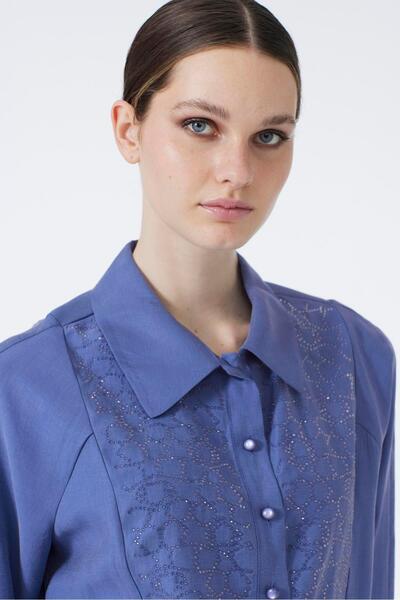 Zühre Stone Embroidered Blue Double Suit Tk-1469