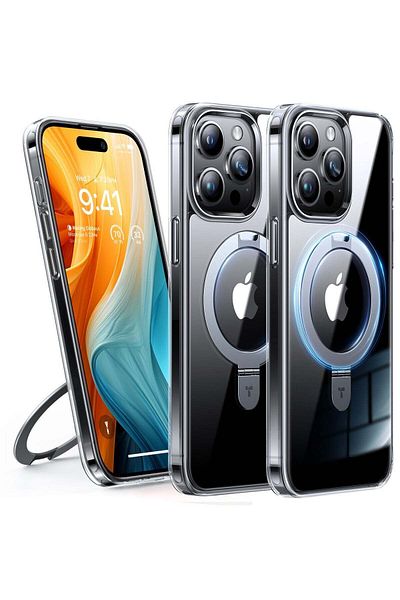 TORRAS جراب مغناطيسي لهاتف iPhone 15 Pro Max، شفاف رفيع ذو ظهر صلب وحواف ناعمة ومضاد لبصمات الأصابع