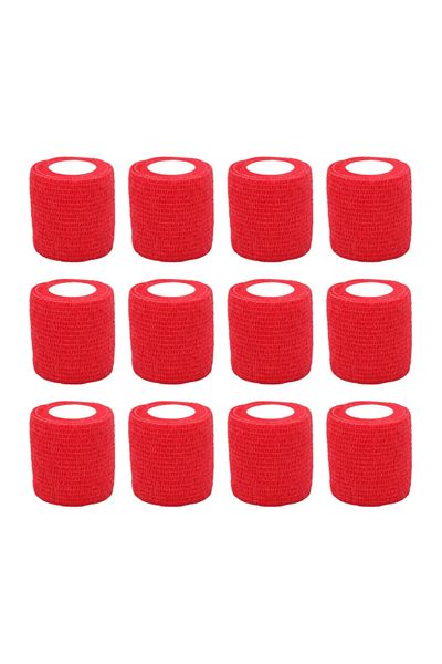 sayberk - Self Adhesive Coban Bandage 5Cmx4.5Mt Red - 12 Pieces