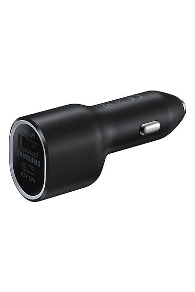 Samsung Car Charger with 1 USB Port and 1 Type-C Port, Fast Charging 25W, Black