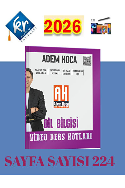 Ens Yayıncılık KR Akademi 2025-2026 Müfredat Adem Hoca Tüm Sınavlar İçin Dil Bilgisi Video Ders Kitabı