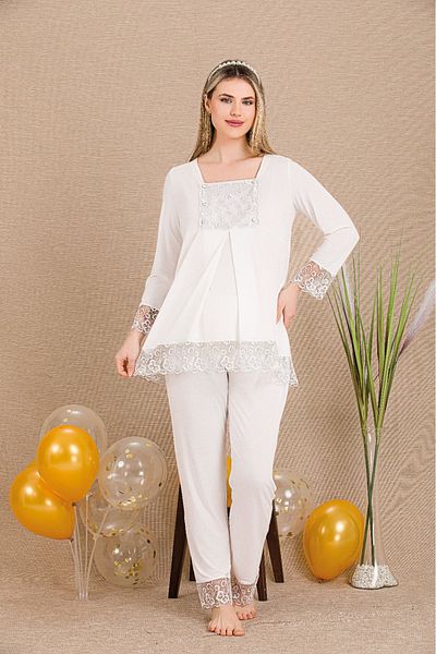Lady Lingerie Long Sleeve, Lace Maternity-Pregnancy Pajama Set