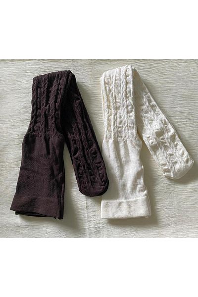 DÜVEN Girl's 2-Piece Cotton Karina Patterned Pantyhose (Pretty Karina Knitwear Pantyhose)