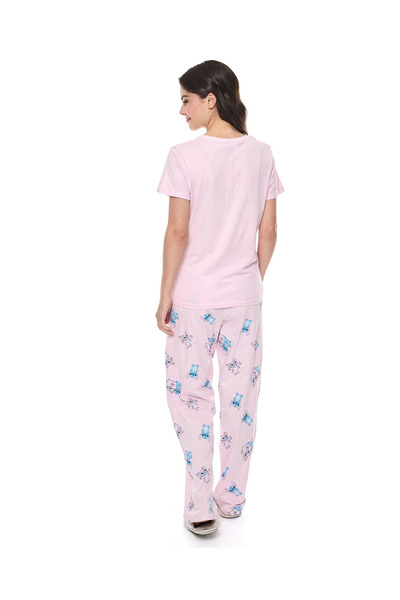 R&B Baby Pink WoMen's's Stitch Print Pyjama Set
