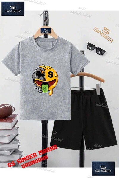 SS SİNSER Children's Unisex “Smile One Eye Tongue Dollar“ Custom Printed Crew...