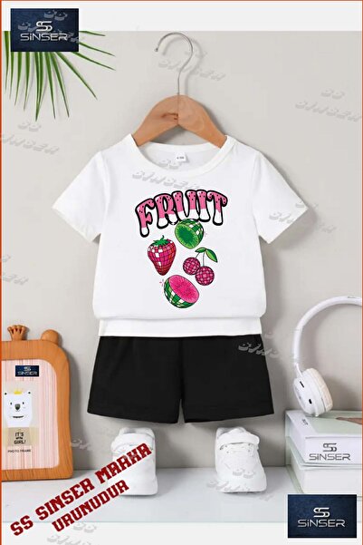 SS SİNSER Children's Unisex “Fruit 4Lu Fruit Written“ Special Printed Crew Ne...