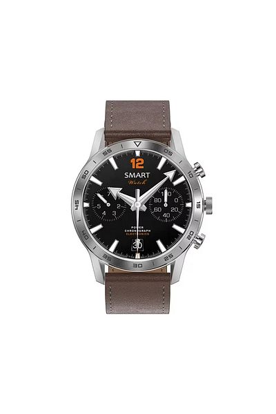 Smart Vibe DT™ WA7CH PLUS - AMOLED Smartwatch Apel Bluetooth, Sanatate/Fitness, Curea Piele si Silicon, Grey