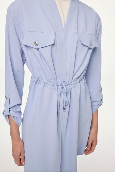 Zühre Gray/Blue Triple Combination Suit with Pocket Detail Tk-1212