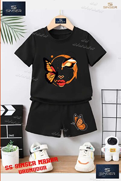 SS SİNSER Children's Unisex “Kelebek Girl on Face“ Special Printed Crew Neck ...