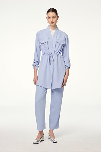 Zühre Gray/Blue Triple Combination Suit with Pocket Detail Tk-1212