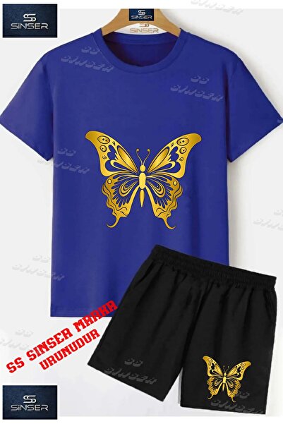 SS SİNSER Children's Unisex “ Butterfly Gold Color “ Special Printed Crew Nec...