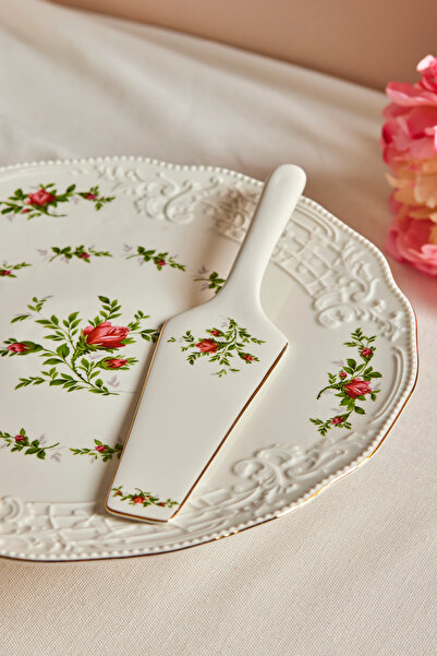 Karaca Vintage Rose 2 parça Spatulalı Kek Servis Seti 30 cm Krem