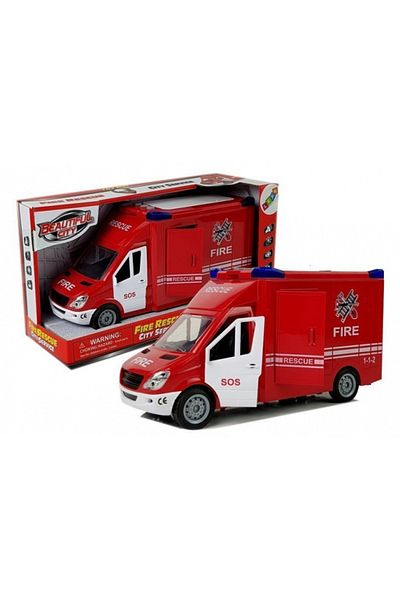 REBELS Fire Truck with Friction, Sound, Motion, and Opening Doors
