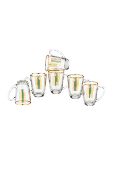 Dania Set of 6 Clear Glass Tea Cups with Elegant Decoration in the Middle, 90ml