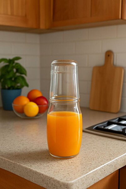 Porselen Diyarı Sadem Bardaklı Başucu Sürahi 27x11 Cm