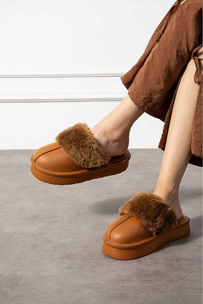 redtan Woman |   Suede |   Fur Inside |   Can Be Washed Inside |   Thick Eva Sole |   Women's House Slippers