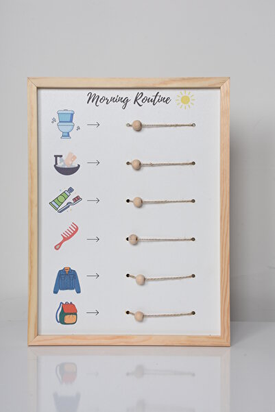 Peppy Rooms Çocuklar İçin Rutin Tablosu | Ahşap Çerçeveli Eğitici Görev Tablosu | Montesorri Uyumlu