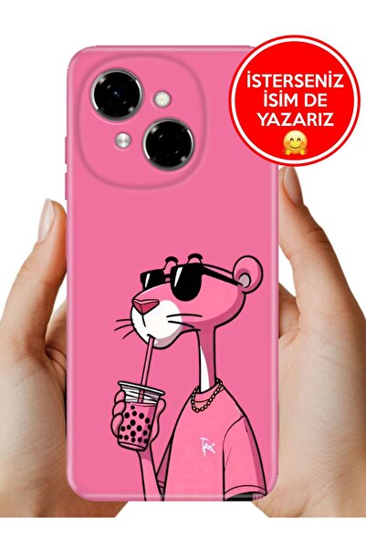 TECNO Spark Go 1 2025 Kılıf Desenli Şeffaf Kılıf Üzeri Silikon PinkPanter
