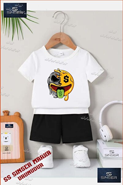 SS SİNSER Children's Unisex “Smile One Eye Tongue Dollar“ Custom Printed Crew...