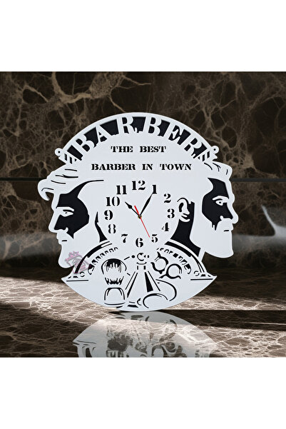 damoro Ceas de perete Barbershop,lemn,30cm, alb+negru