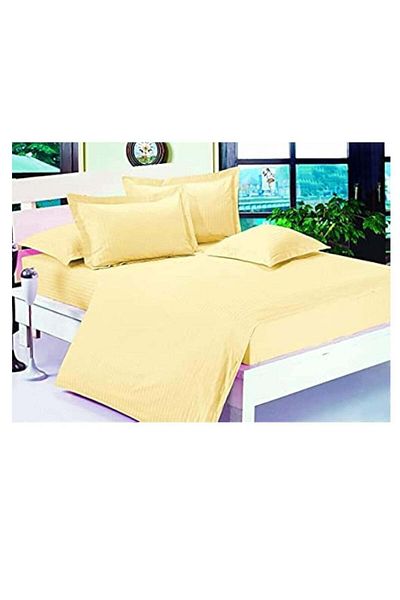 Generic Umeema Super Soft Cotton 6pcs King Size (220 x 240 cm) Striped Duvet Cover Set, Fitted Bed Sheet wit