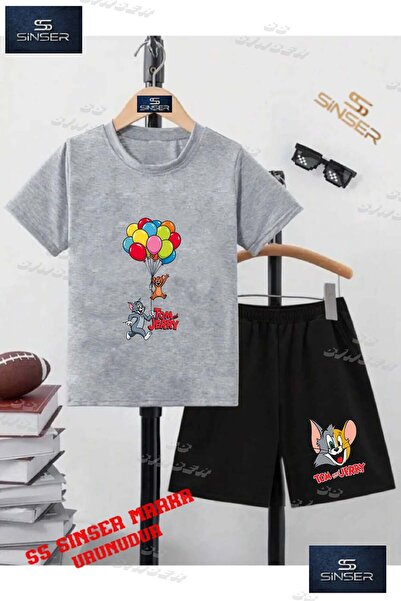 SS SİNSER Children's Unisex “Tom and Jerry with Balloon“ Custom Printed Crew ...