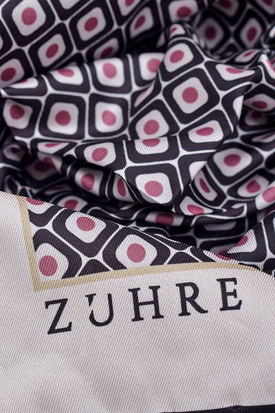 Zühre Patterned Polyester Twill Scarf 0077 V12