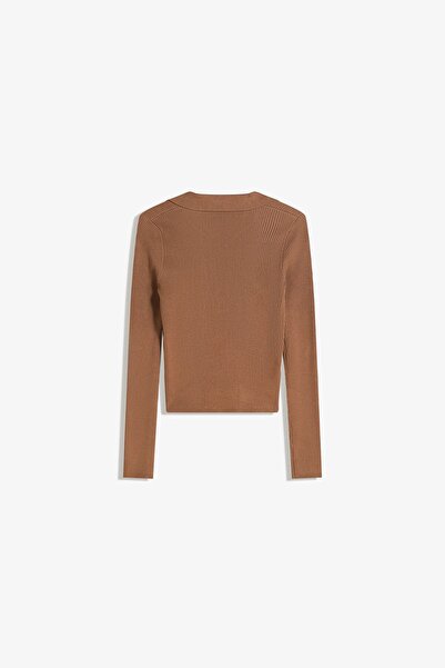 Bershka Ribbed polo collar sweater