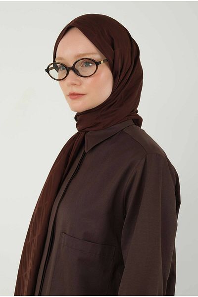 HEQA Jou Pattern Jacquard Shawl Bitter Brown