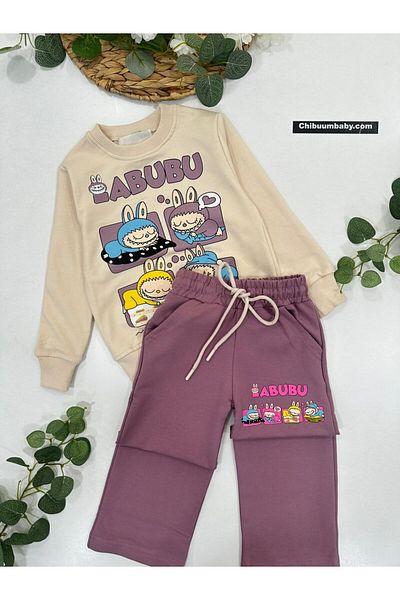 chibuumbabykids Girl's Labubu Printed Tracksuit Set