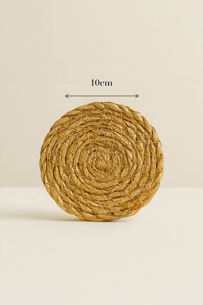 Strauss Home Natural Straw / Jute Coasters – Set of 6 |   Handmade Round Protective Mat