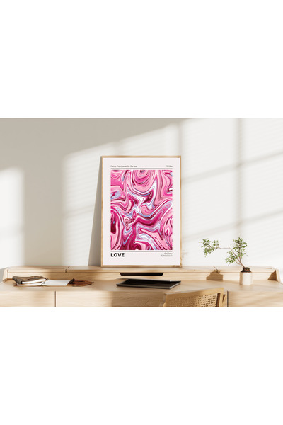 POSTER Lüks Duvar Dekoru | Pembe ve Fuşya Akışkan Sanat Posteri/Çerçevesiz - ...