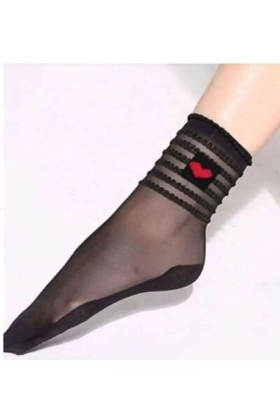 BULUT COLLECTION 6 Çift Kadın Kalp Desenli Tül Çorap