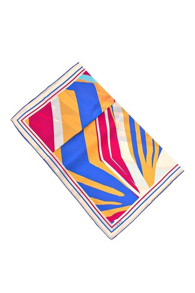 Zühre وشاح حرير ساتان منقوش V13 0074