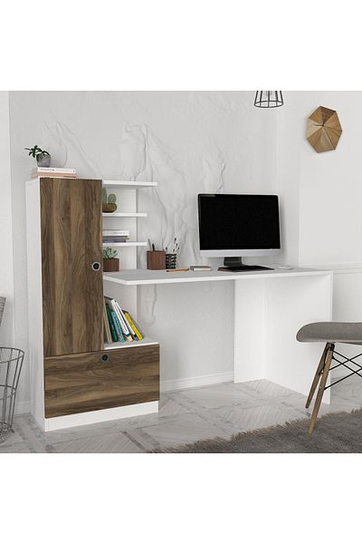 UnicUtil Desk, Edge Design, UnicUtil, 149.5 x 61.8 x 120 cm, White and Brown, UUDESK15