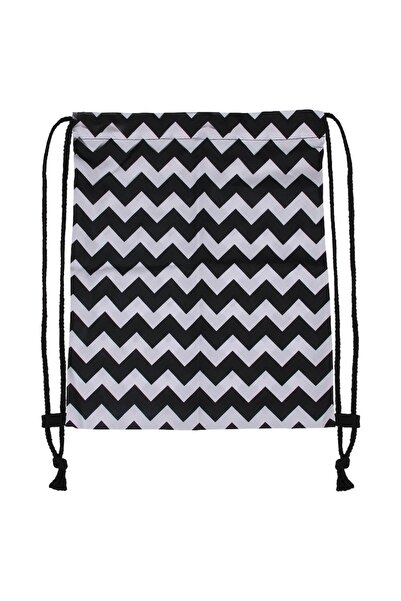 Rainbow Sports Bag Black-White Zig Zag Stripes RAINBOW, 37x32 cm