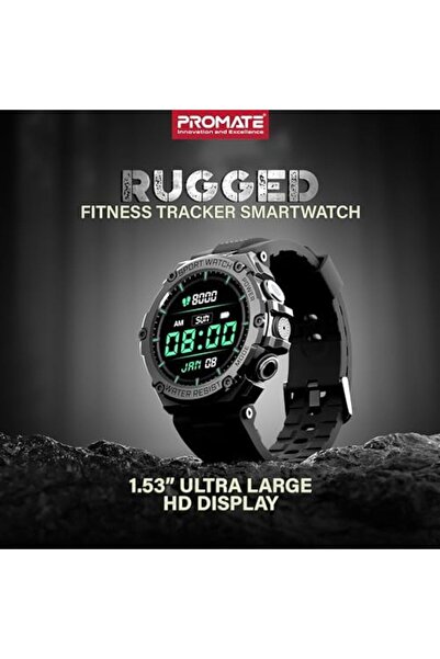 Promate Xwatch-R19 Rugged Smart Watch for Men, 1.53" Round Dial with Bluetooth Calling, Water Resist