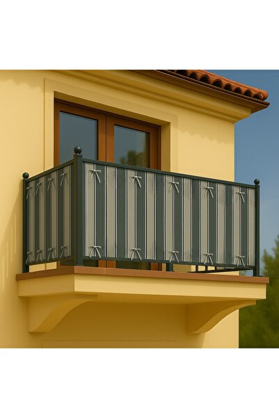 ceylan home Gencer Home Balcony Curtain with Lace Size Options Dark Gray-Gray