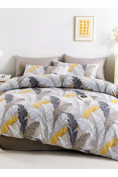 LUNA HOME King size 6 pieces Bedding Set without filler, Beautiful Leaves Design 220x240cm.