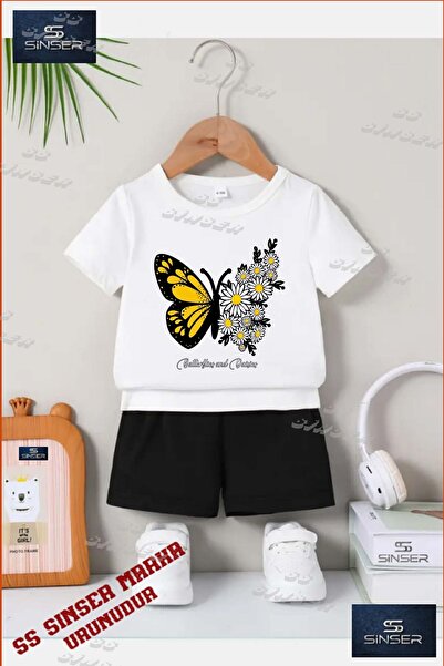 SS SİNSER Children's Unisex “Butterfly Yellow Wing Daisy“ Custom Printed Crew...