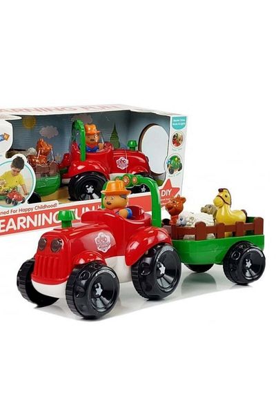 REBELS Tractor with Trailer, Animals for Babies, Battery Operated, with Lights and Sounds