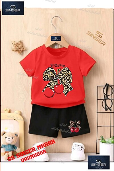 SS SİNSER تي شيرت للأطفال للجنسين "KIRAZ LEOPARD RIBBON CHERRY WRITING" مطبوع...